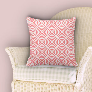 Cute Pink and White Nested Circules Pattern Cushion