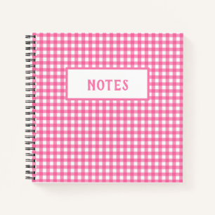 Cute Pink and White Plaid Everyday Notebook