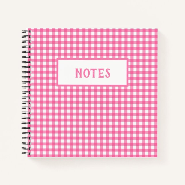 Cute Pink and White Plaid Everyday Notebook (Front)