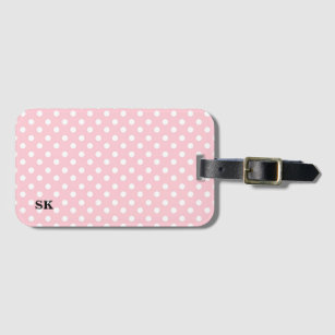 Cute Pink and White Polka Dot Luggage Tag