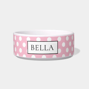 Cute pink and white polkadot personalised bowl