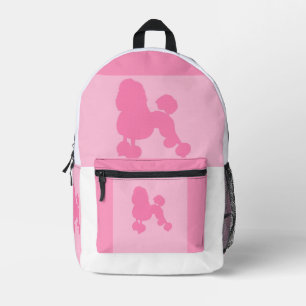 Cute Pink And White Poodle  Printed Backpack