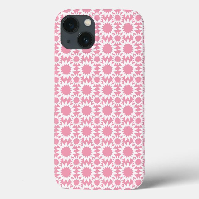 Cute Pink and White Star Flower Pattern Case-Mate iPhone Case (Back)