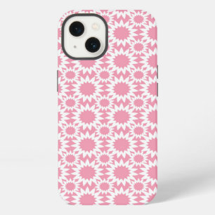 Cute Pink and White Star Flower Pattern iPhone Case
