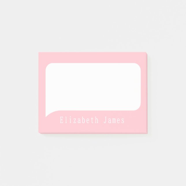 Cute Pink and White Talk Bubble Personalised  Post-it Notes (Front)