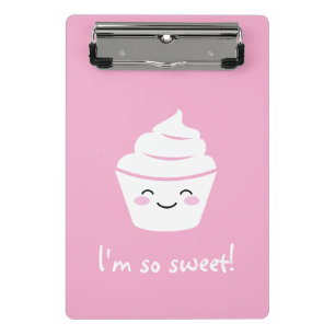 Cute pink animate cupcake mini clipboard