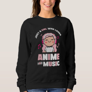 Cute Pink Anime Girl for Anime & Music Lover Sweatshirt