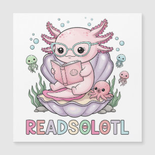 Cute Pink Axolotl Reading