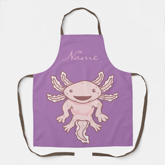 Cute Pink Axolotl Thunder_Cove  Apron (Front)