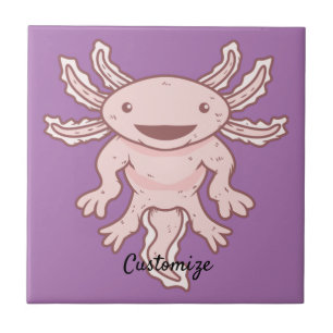 Cute Pink Axolotl Thunder_Cove Ceramic Tile