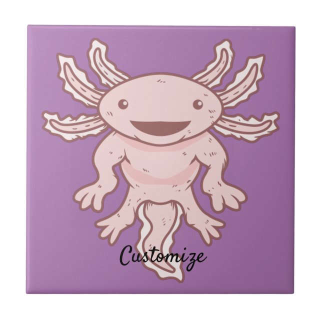 Cute Pink Axolotl Thunder_Cove  Ceramic Tile (Front)