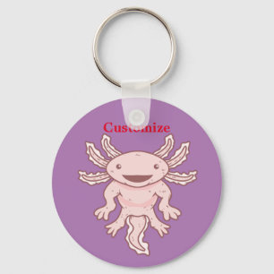 Cute Pink Axolotl Thunder_Cove Key Ring