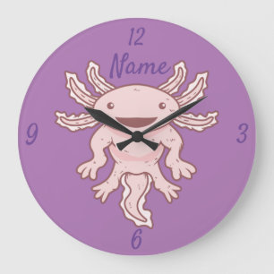 Cute Pink Axolotl Thunder_Cove Large Clock