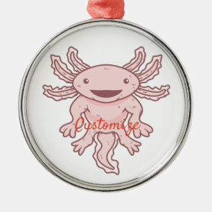 Cute Pink Axolotl Thunder_Cove Metal Ornament
