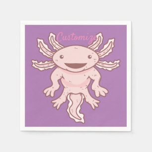 Cute Pink Axolotl Thunder_Cove Napkin