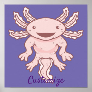 Cute Pink Axolotl Thunder_Cove  Poster