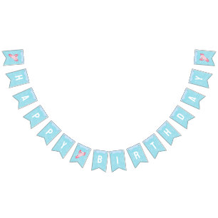 Cute Pink Axolotl Underwater Birthday Party Bunting