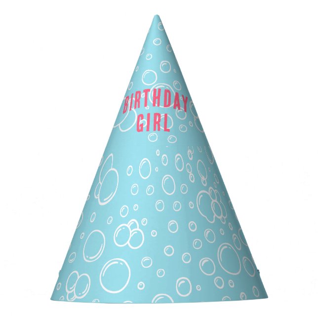 Cute Pink Axolotl Underwater Theme Birthday Girl Party Hat (Front)