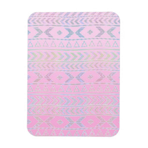 Cute Pink Aztec Art Influenced Pattern Magnet