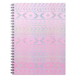 Cute Pink Aztec Art Influenced Pattern Notebook