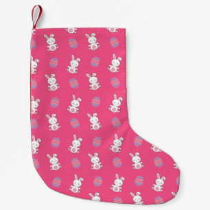 Cute pink baby bunny easter pattern small christmas stocking