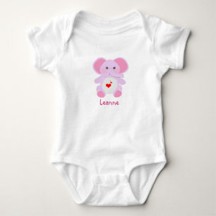cute Pink baby Elephant Girl baby shower Bodysuit