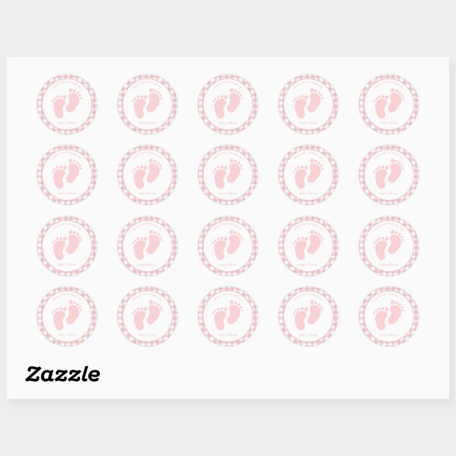 Cute Pink Baby footprint Girl envelope seal (Sheet)