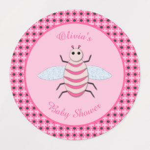 Cute Pink Baby Girl Bee Custom Baby Shower Favour