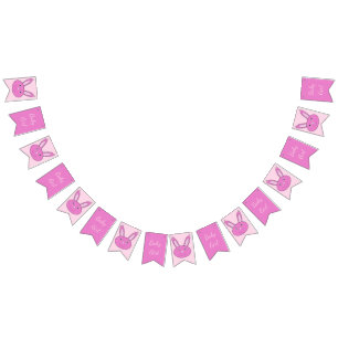 Cute Pink Baby Girl Bunny Face Spring Easter Bunting