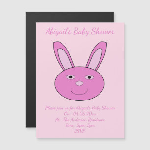 Cute Pink Baby Girl Bunny Face Spring Easter Magnetic Invitation