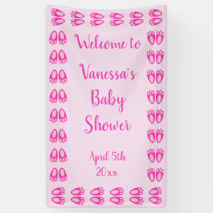 Cute Pink Baby Girl Bunny Feet Easter Baby Shower Banner