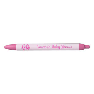 Cute Pink Baby Girl Bunny Feet Easter Baby Shower Black Ink Pen