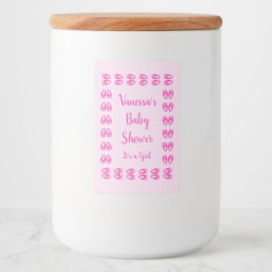 Cute Pink Baby Girl Bunny Feet Easter Baby Shower Food Label