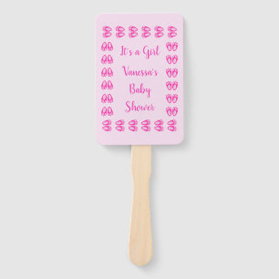 Cute Pink Baby Girl Bunny Feet Easter Baby Shower Hand Fan