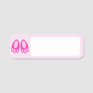Cute Pink Baby Girl Bunny Feet Easter Baby Shower Name Tag