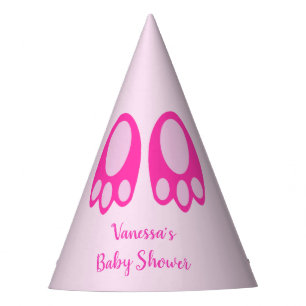 Cute Pink Baby Girl Bunny Feet Easter Baby Shower Party Hat
