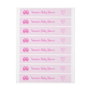 Cute Pink Baby Girl Bunny Feet Easter Baby Shower Wraparound Address Label