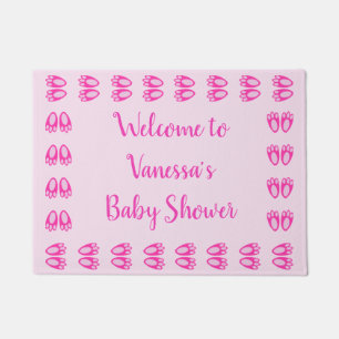 Cute Pink Baby Girl Bunny Feet Easter Custom Doormat