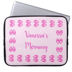 Cute Pink Baby Girl Bunny Feet Easter New Mom Laptop Sleeve