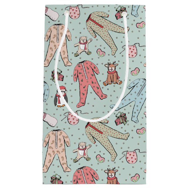 Cute Pink Baby Girl Christmas Small Gift Bag (Front)