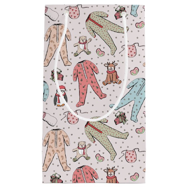 Cute Pink Baby Girl Christmas Small Gift Bag (Front)