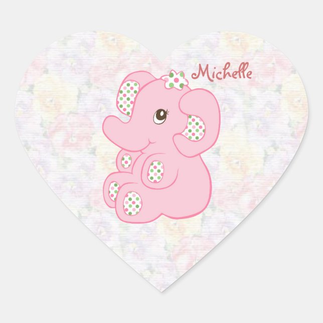 Cute pink baby girl elephant Sticker (Front)