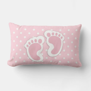 Cute Pink baby Girl Footprints Lumbar Cushion