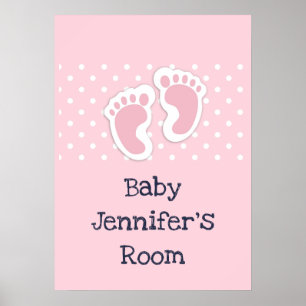 Cute Pink baby Girl Footprints Poster