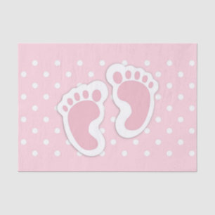 Cute Pink Baby Girl Footprints Tissue Paper