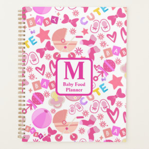 Cute Pink Baby Girl Nursery Pattern personalised Planner