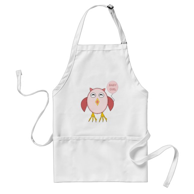 Cute Pink Baby Girl Owl Cooking Apron (Front)