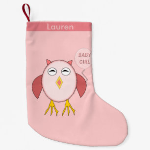 Cute Pink Baby Girl Owl Custom Christmas Stocking