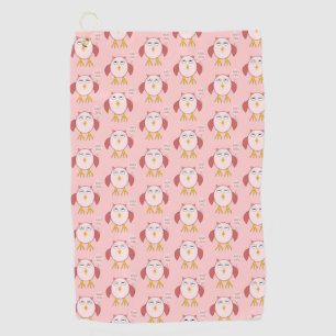 Cute Pink Baby Girl Owl Golf Towel
