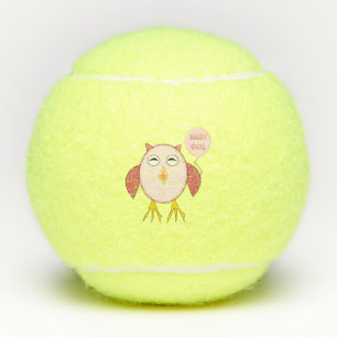 Cute Pink Baby Girl Owl Tennis Balls